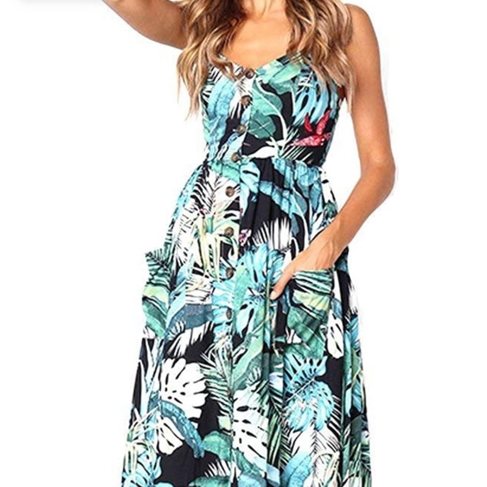 Strappy Hawaiian Midi Dress Size M